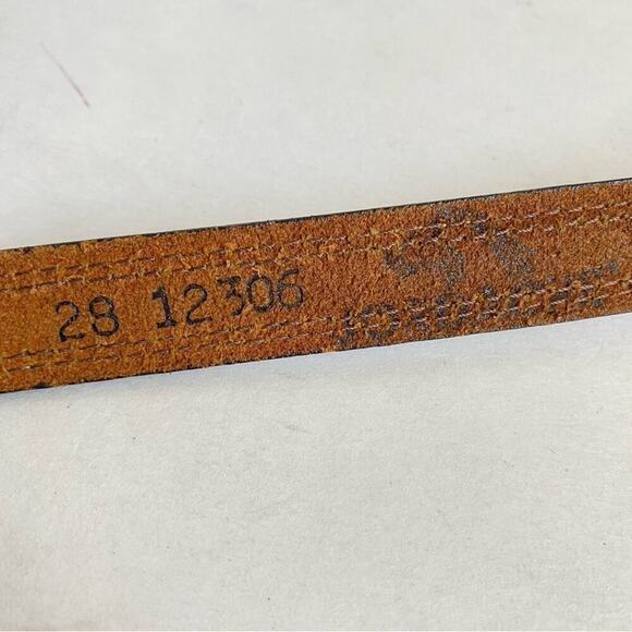 Vintage 80s Jordache Brown Leather Skinny Belt Brass Tone Buckle Womens 28 Small - Picture 9 of 12